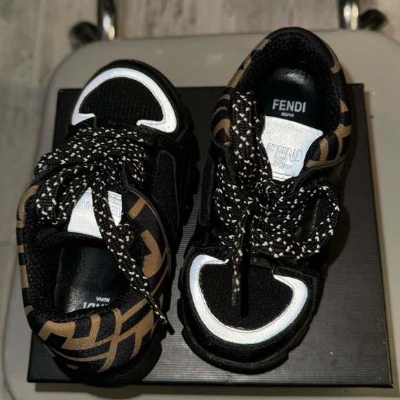 FENDI TODDLER SNEAKERS SIZE: 25 EUR US ALL BLACK BROWN